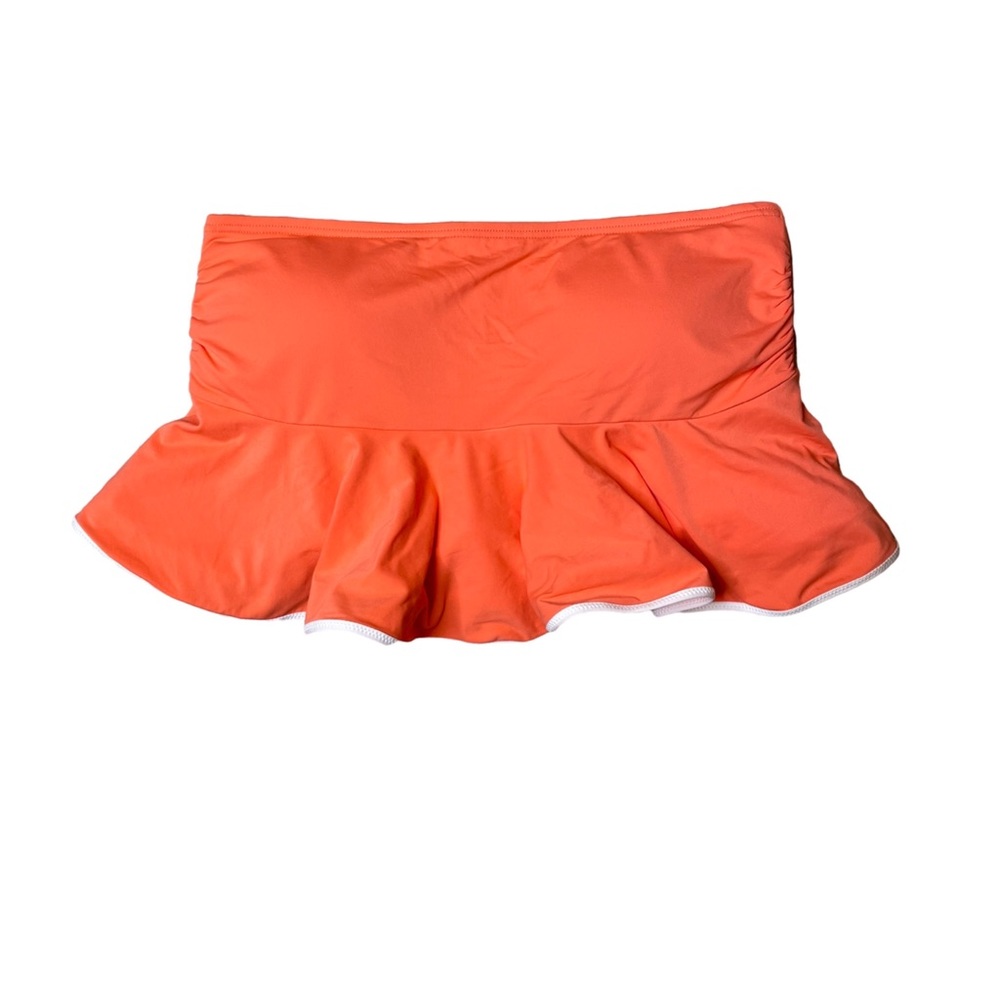 Carmen Marc Valvo Bandeau Bikini Top Ruffle Womens Orange L‎ $112